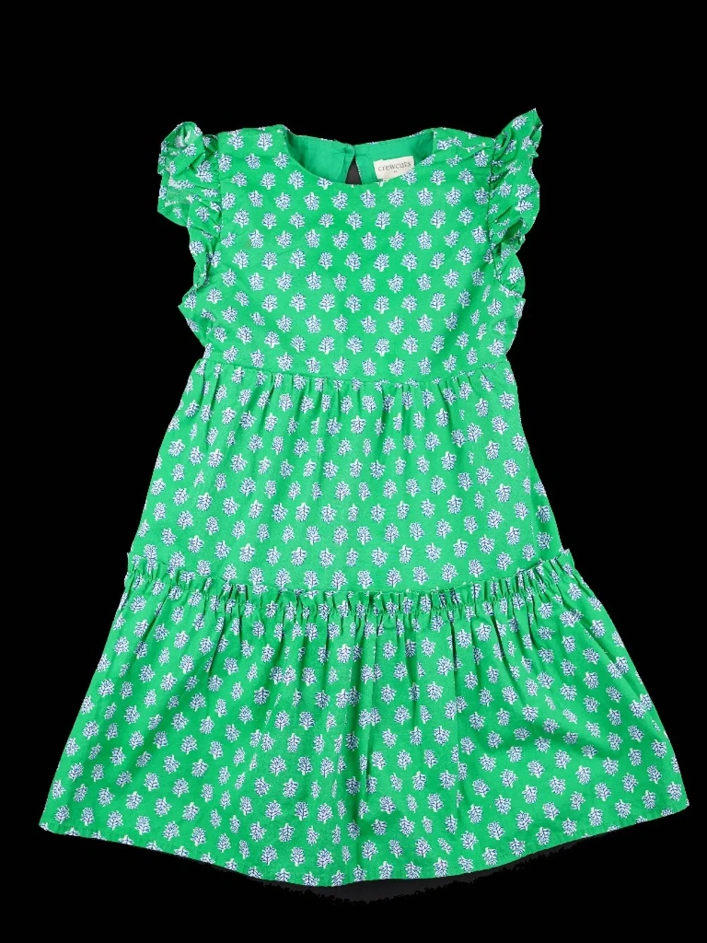 New JCREW CREWCUTS Girls Size 5 Block-Print Dress Vintage Kelly White $59 BZ772